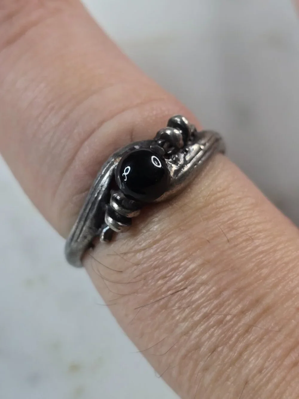 Womens Vintage Estate Sterling Silver Modernist Onyx Ring 1.7g E4139